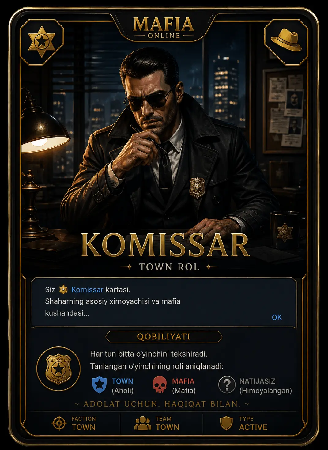 Komissar Katani — Mafia Online roli